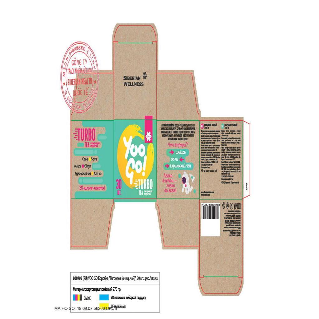 [ Mẫu mới - Date T8/24 ] Trà Yoo go Turbo Tea Body T Siberian Health - 30 túi/hộp