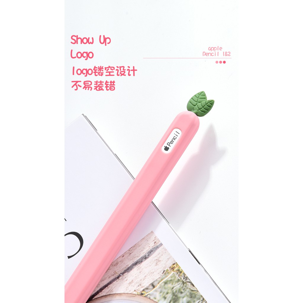 Vỏ Bảo Vệ Bút Cảm Ứng Chất Liệu Silicon Mềm Hình Rau Quả Dễ Thương Cho Apple Pencil 2 1