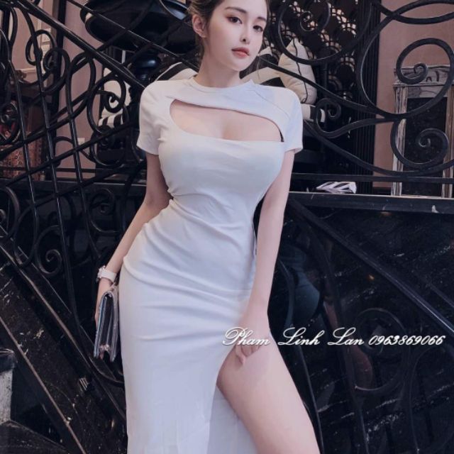 Váy thun body xẻ đùi .