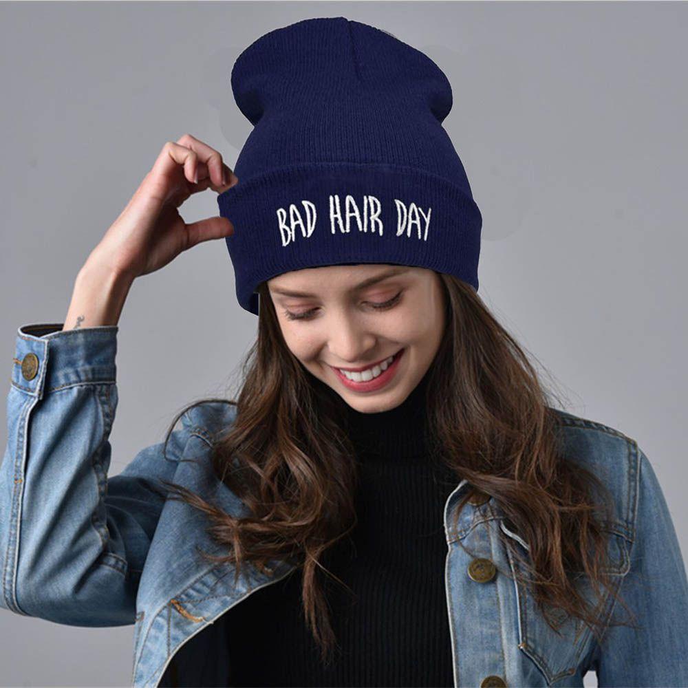 1 Mũ Len Beanie Mềm Mại Thêu Chữ Thời Trang Thu Đông