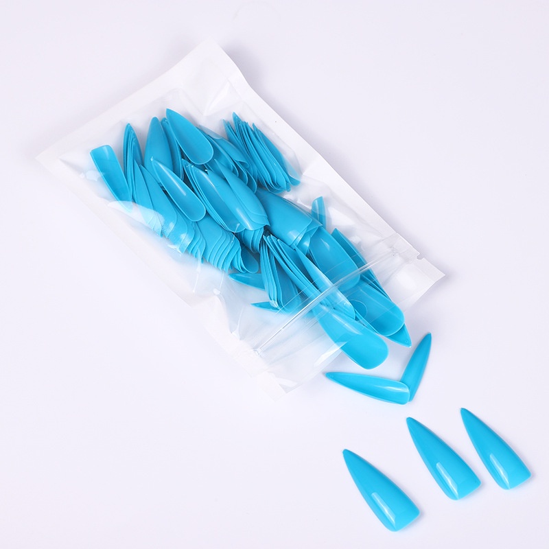 [Hàng mới về] Bộ 100 móng tay giả dài màu trơn che phủ toàn diện độc đáo