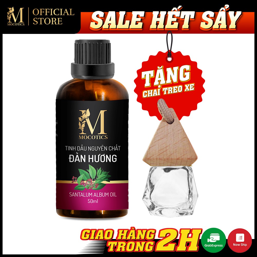 Tinh Dầu Đàn Hương Chai 50ML Mocotics | 100% Nguyên Chất Tự Nhiên | Xông Thơm Phòng | Tặng lọ treo tinh dầu treo xe