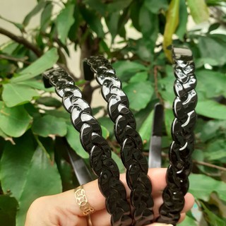 Bờm cài tóc nhựa màu đen kiểu thắt bính (bản 1cm)
