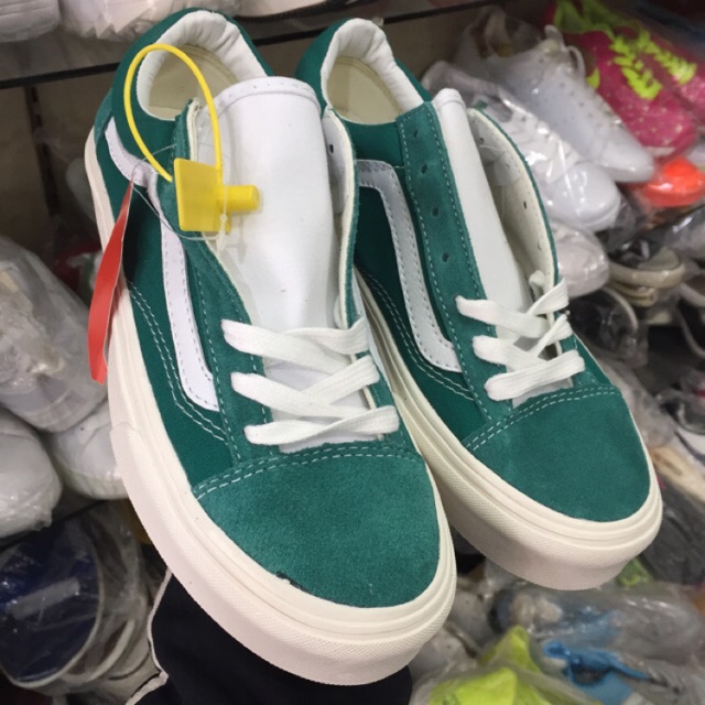 Giầy Vans style ( xanh lá sọc trắng)