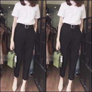 Quần baggy vải liền đai