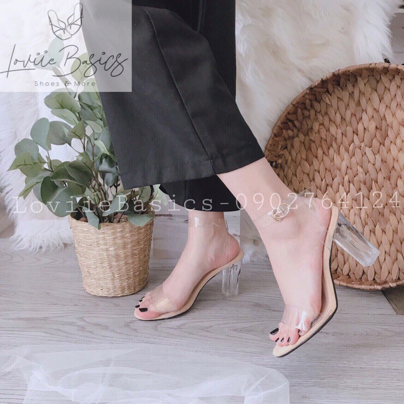 LOVIIE BASICS - GIÀY SANDAL CAO GÓT THỜI TRANG QUAI TRONG ĐẾ VUÔNG 9 PHÂN - GIÀY SANDAL CAO GÓT 9  PHÂN - G191117