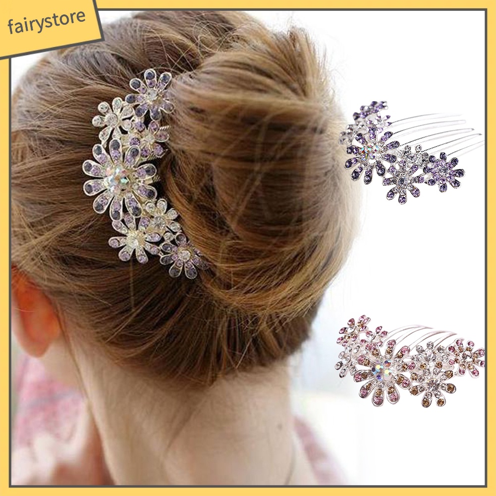 Kẹp tóc hình hoa đính đá kiểu dáng thời trang cho nữ