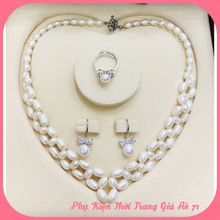 Bộ Trang Sức Nữ NgocTrai Nuôi Kiểu Dáng Hột Xoài Sang Trọng Quý Phái