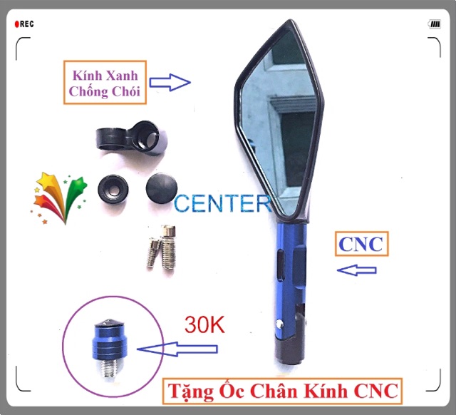 [ RẺ NHẤT ] [ Tặng Ốc Chân Kính CNC ] Gương 5 cạnh cao cấp CNC bên Trái bán sỉ