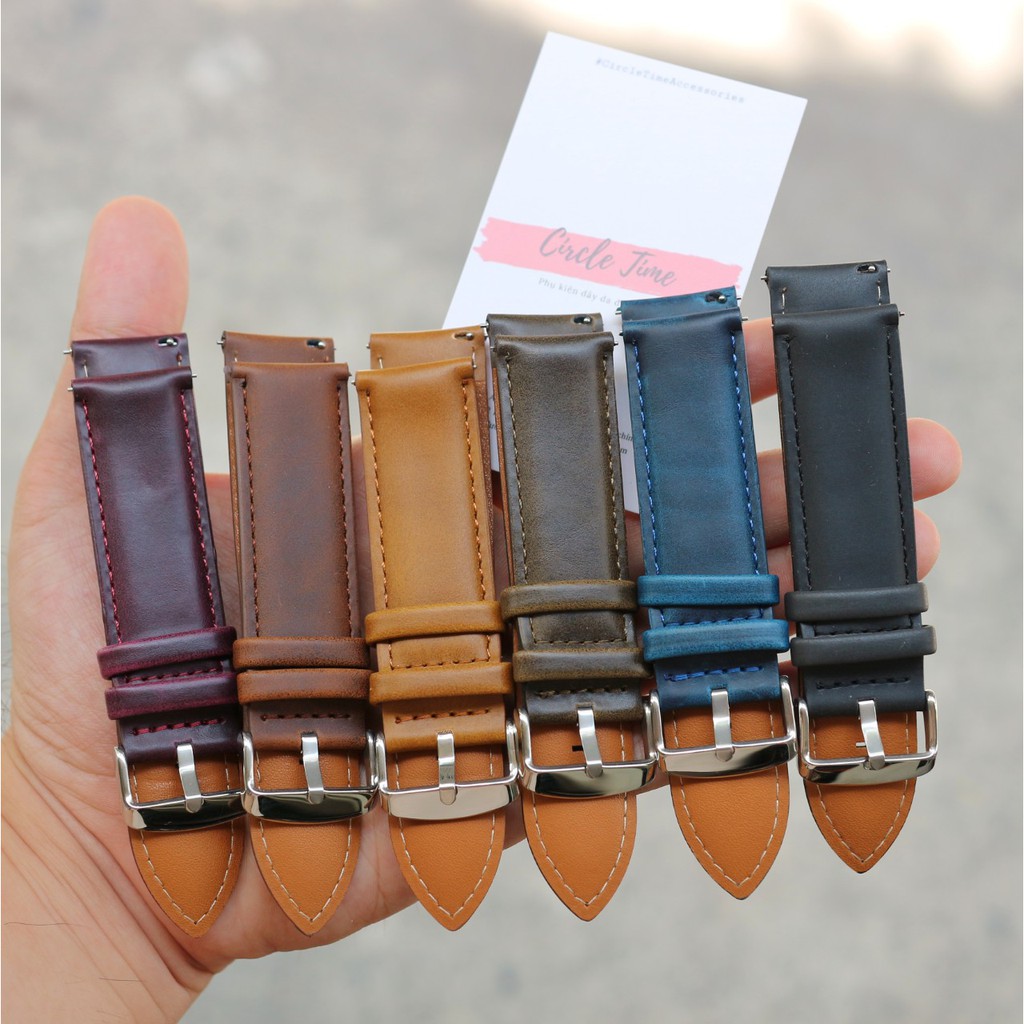 Dây đồng hồ da PU cao cấp siêu mềm chốt thông minh size 18/20/22 - CT05