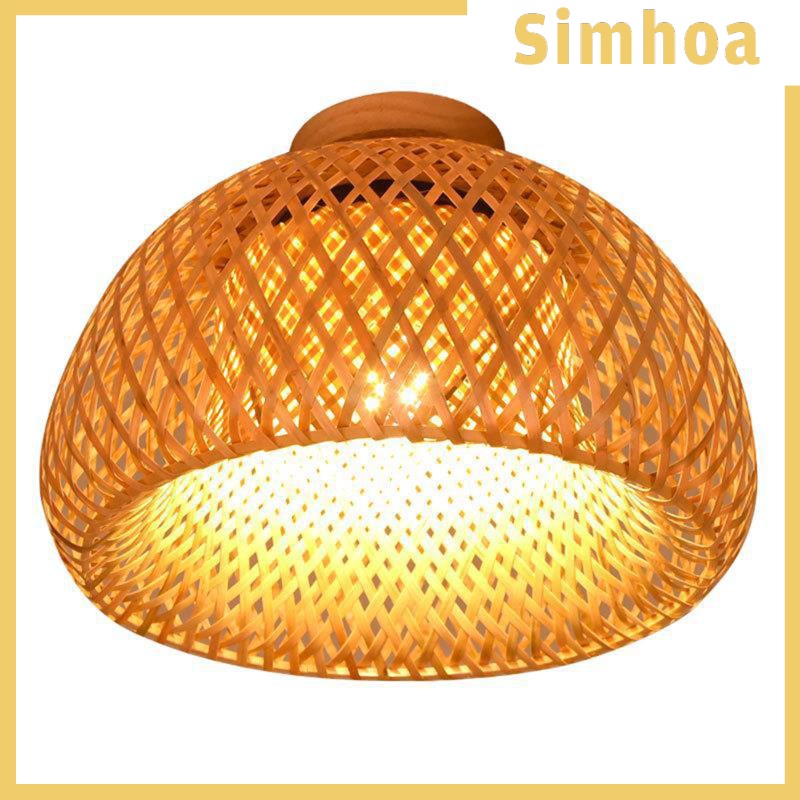 [SIMHOA] Bamboo Wicker Rattan Light Fixture Flush Mount Hanging Ceiling Lamp