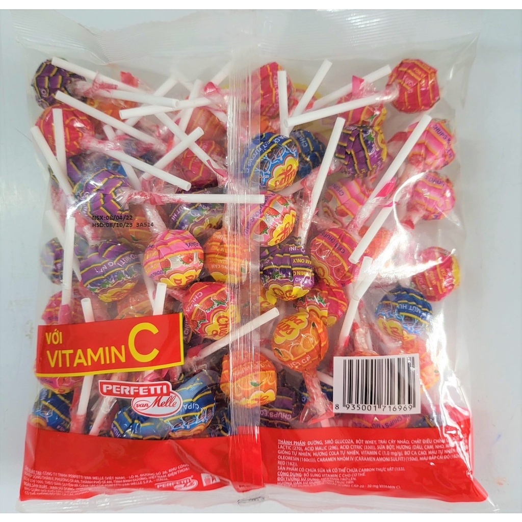 [Túi 600g (60 cây)] KẸO MÚT HƯƠNG TRÁI CÂY HỖN HỢP [VN] CHUPA CHUPS Mixed Fruit Lollipops