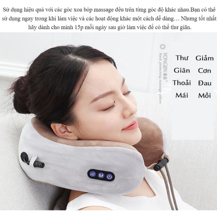 Gối massage cổ vai gáy chữ U Nhật Bản - hồng ngoại đa năng chính hãng Máy massage cổ vai gáy - Bảo hành 1 năm