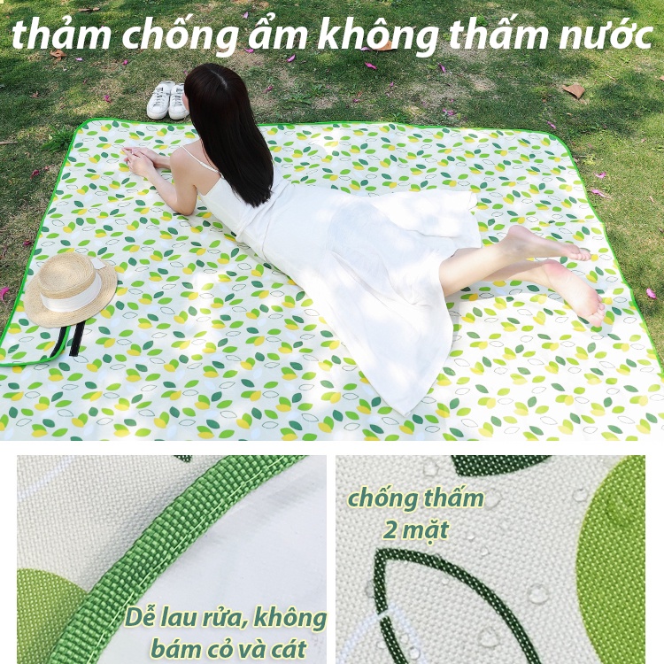Thảm picnic dã ngoại chống nước caro gấp gọn cắm trại gia đình NIUMI