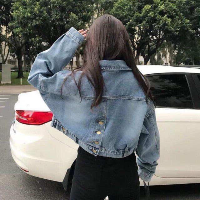 Áo Khoác Jeans lửng nữ khóa nút