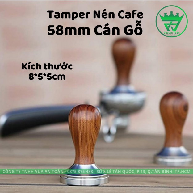 Tamper Cán Gỗ Nén Cà Phê 58mm Kích thước 8*5*5cm