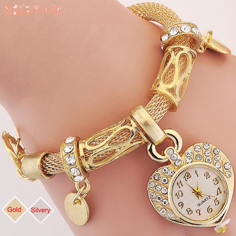 Đồng Hồ Nữ Dây Kim Loại Mặt Hình Trái Tim Dễ Thương