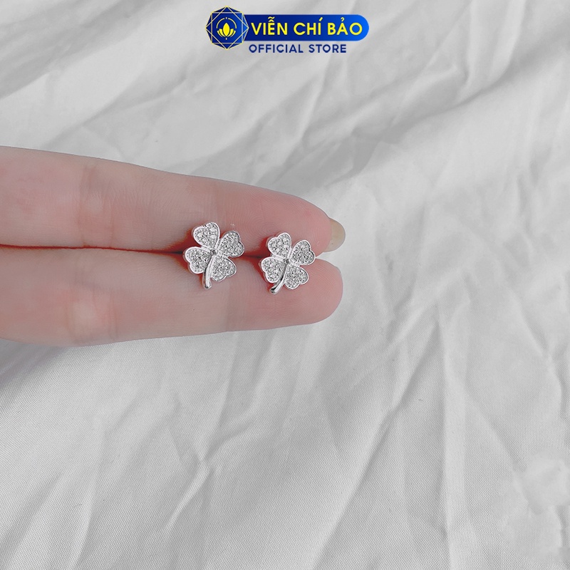 Bông tai bạc nữ cỏ bốn lá trắng chất liệu bạc 925 thời trang phụ kiện trang sức nữ thương hiệu Viễn Chí Bảo B400116