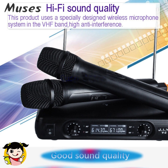 Muse07 Professional Karaoke Wireless Microphone Mixer Audio Radio Kits Handheld LCD Microphone