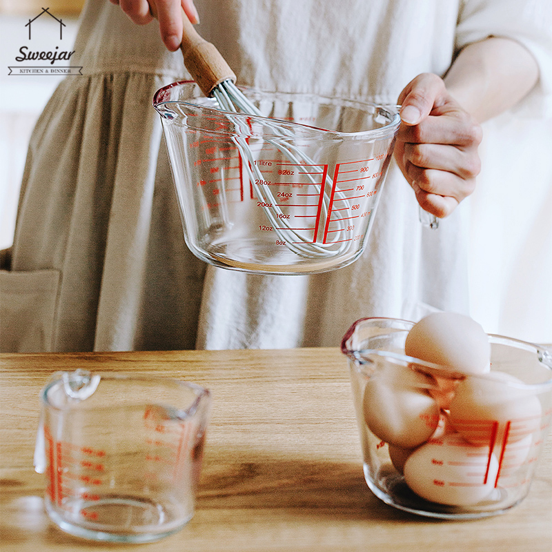Cốc đong SWEEJAR bằng thủy tinh có tay cầm tiện dụng chất lượng cao cho nhà bếp