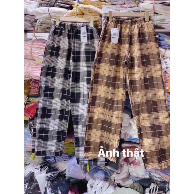 [Rẻ Vô Địch] Quần Kẻ Nữ Caro Lưng Cao Dáng Rộng Ống Suông Ulzzang Full Màu Hot(Ảnh Thật) | BigBuy360 - bigbuy360.vn