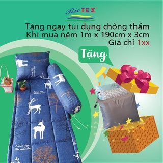 Nệm Kí túc xá - Đệm ngủ văn phòng Riotex 1mx190cmx3cm {Có tặng gối và vỏ gối kèm túi đựng chống thấm}