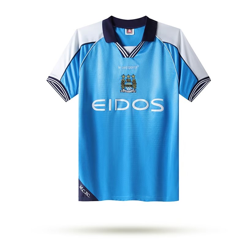 Áo Thun Thể Thao Bóng Đá Ngắn Tay Đội Manchester City 1999-2001 S-XXL AAA