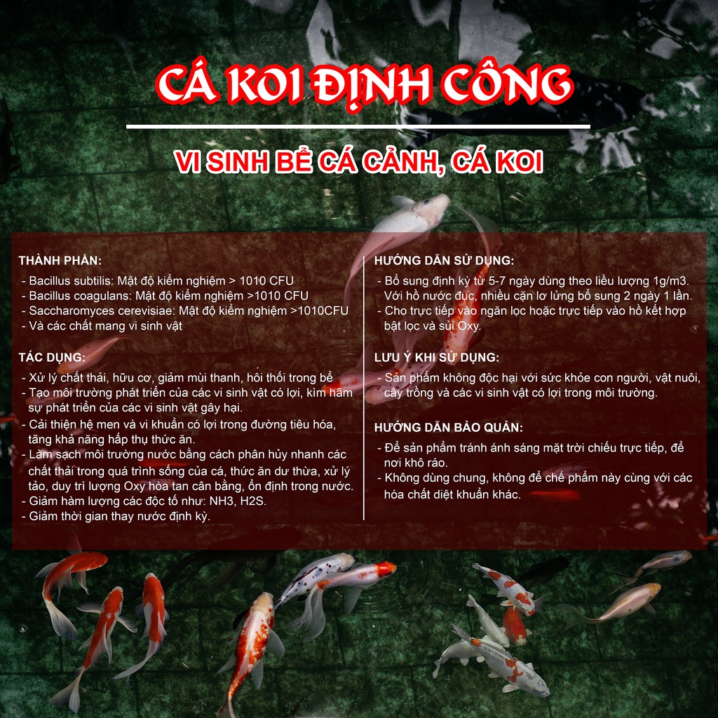 Vi Sinh hồ cá, bể cá cảnh, cá Koi - Không cần thay nước từ 2-4 tháng - Hạn sử dụng 2 năm