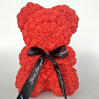 Sét nguyên liệu làm hoa gấu ( phôi gấu 35cm + hộp đựng gấu, 1 túi hoa xốp, súng bắn keo + 5 keo nến, kèm đèn led)