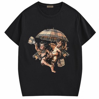 Áo Thun Cotton Tay Ngắn In Họa Tiết Burberry Thời Trang Cho Nam Và Nữ