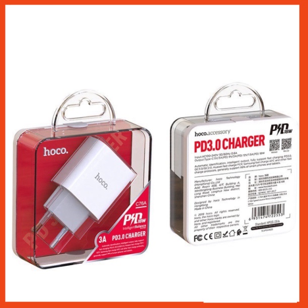 Bộ Sạc Nhanh IP 20W PD . Hoco C76  PKCH8886