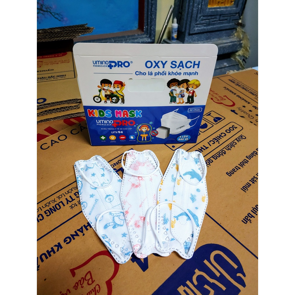 Túi 10 cái khẩu trang y tế 4D cao cấp trẻ em 3 lớp kháng khuẩn