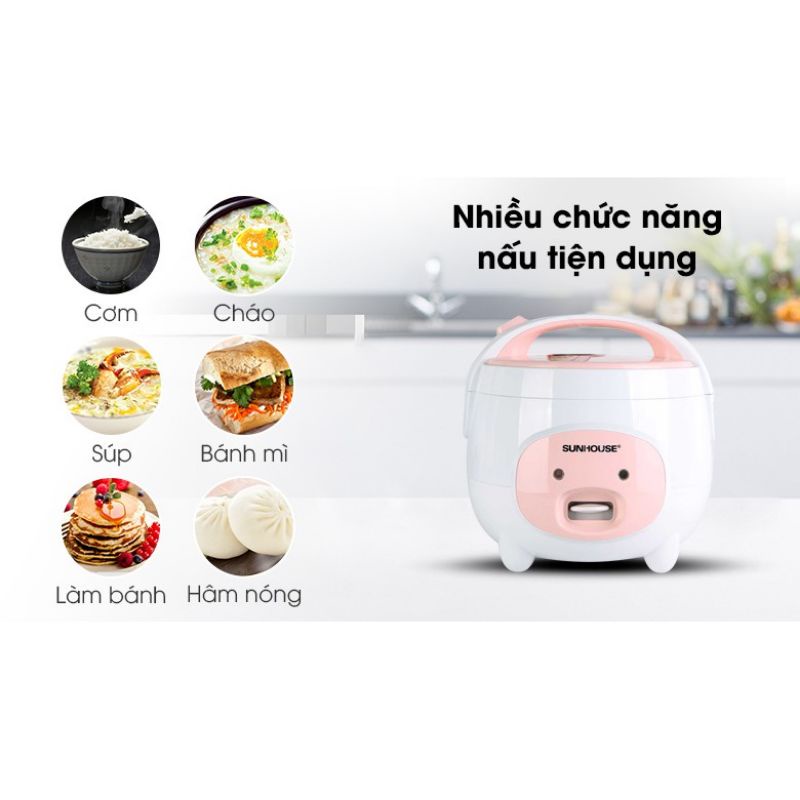 [Mã 44ELSALE2 giảm 7% đơn 300K] NỒI CƠM ĐIỆN 1L8 SUNHOUSE NẮP GÀI CHỊN HÃNG