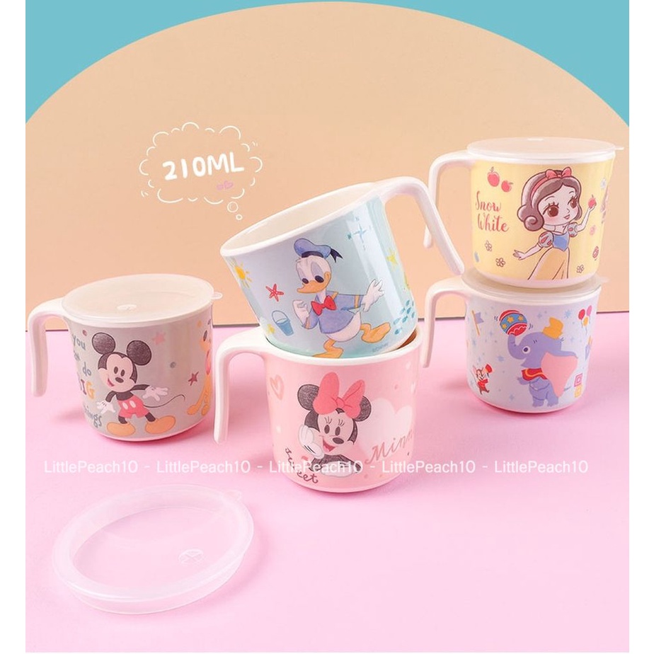 Ly nước có nắp Disney nhựa melamine mới 2022 hình Minnie Mickey Princess Donald Dumble cho bé