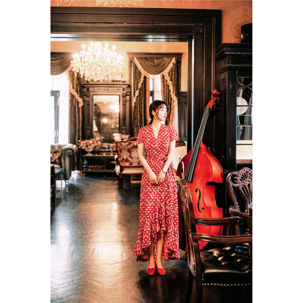 Syru Dress - Đầm lụa dài đắp tà