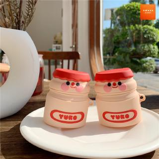 Vỏ silicone dẻo hình Lactobacillus đáng yêu có móc khóa cho hộp tai nghe không dây kết nối Bluetooth Airpods 1/2