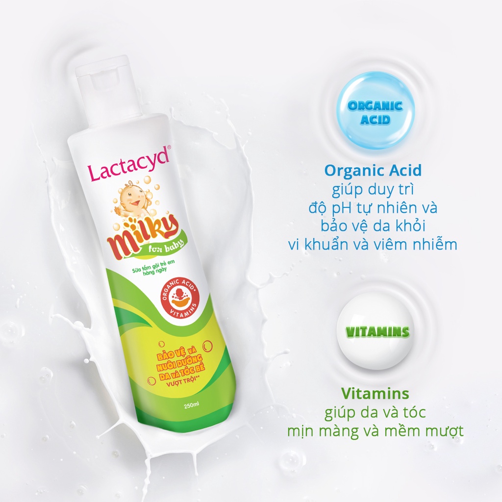 Sữa tắm gội cho bé Lactacyd Milky 250ml