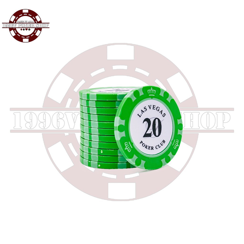 Cọc 25 chip Poker có số, phỉnh poker Las Vegas chip set Pocker đất nung - 1996V Poker Shop