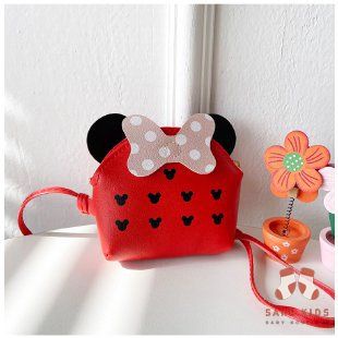 Túi đeo chéo Nơ Mickey chất da mềm nhiều màu đáng yêu cho bé gái kiểu dáng Hàn Quốc mẫu mới nhất TMIC