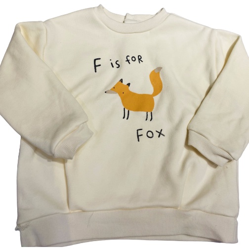 Áo Sweater nỉ da cá thu đông cho bé con cáo chữ F is Fox màu trắng cổ tròn thương hiệu Agabang Hàn Quốc – agabang >>> top1shop >>> shopee.vn