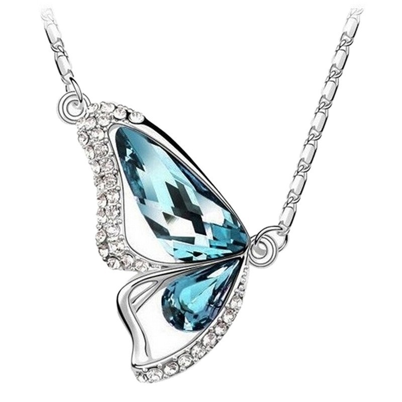 Set Vòng cổ + Bông Tai Hình Bướm Đính Pha Lê