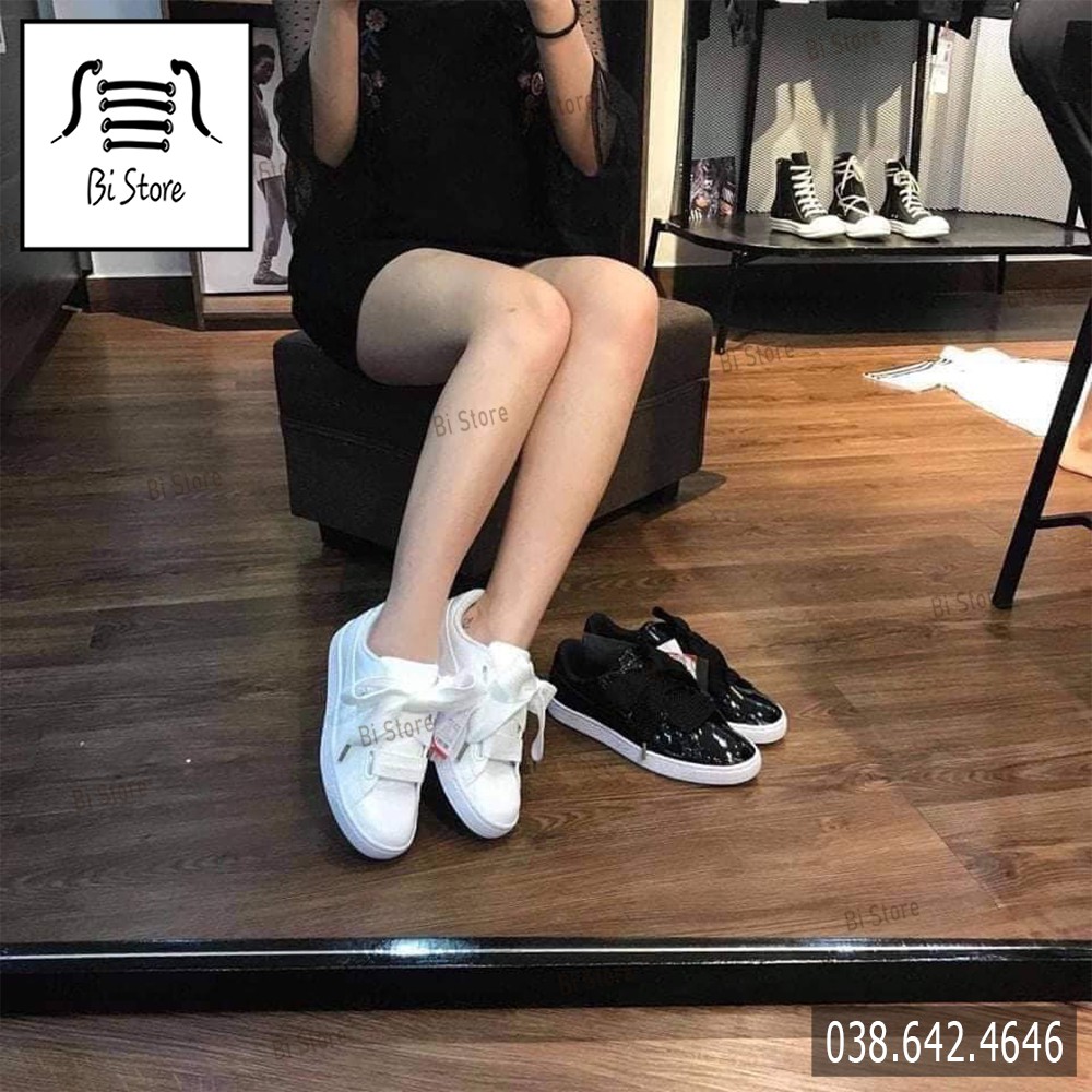 [𝗕𝗮́𝗻 𝘁𝗵𝗲𝗼 𝗰𝗮̣̆𝗽] Dây giày bản to đen trắng 2,2cm - Dây giày Puma