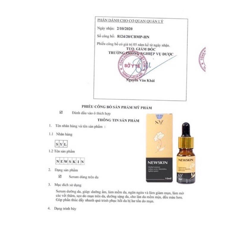 Tinh chất Newskin Sylic tái tạo da, trắng da và mịn da (10ml)