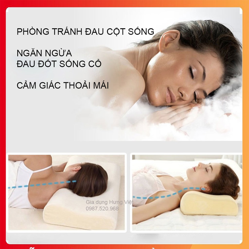 Gối cao su non cao cấp, vỏ ngoài bằng vải gấm nhung có khóa kéo, phòng ngừa chứng đau cổ vai gáy [GỐI CAO SU]