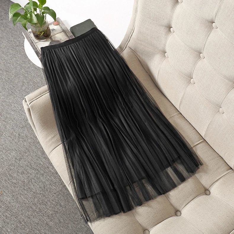 Chân Váy Chữ A Phối Lưới Xếp Ly Thời Trang Mùa Hè 2022 Cho Nữ