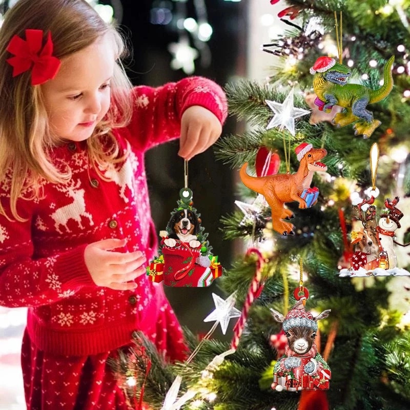 Khủng Long Hoạt Hình Mini Bằng Acrylic Trang Trí Cây Thông Giáng Sinh