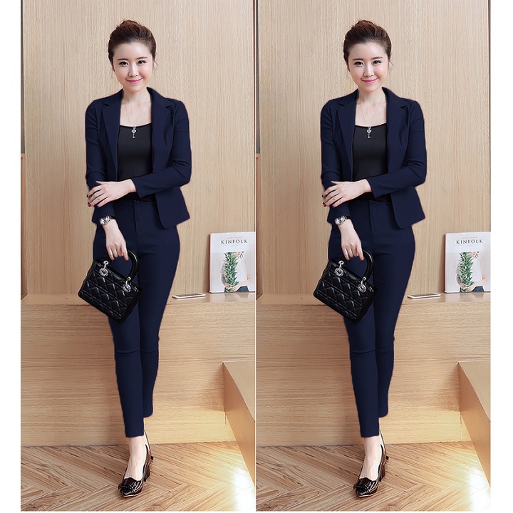 Set Áo Vest Tay Dài + Quần Dài VJ474 - Xanh đen