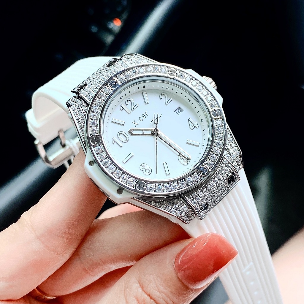 Đồng Hồ Nữ XCer Dây Silicon Trắng 36mm Silver