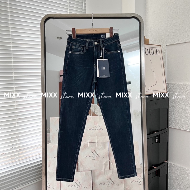 Quần Jean Skinny Lưng vừa ngang rốn G A P ko was chất co giãn thoải mái