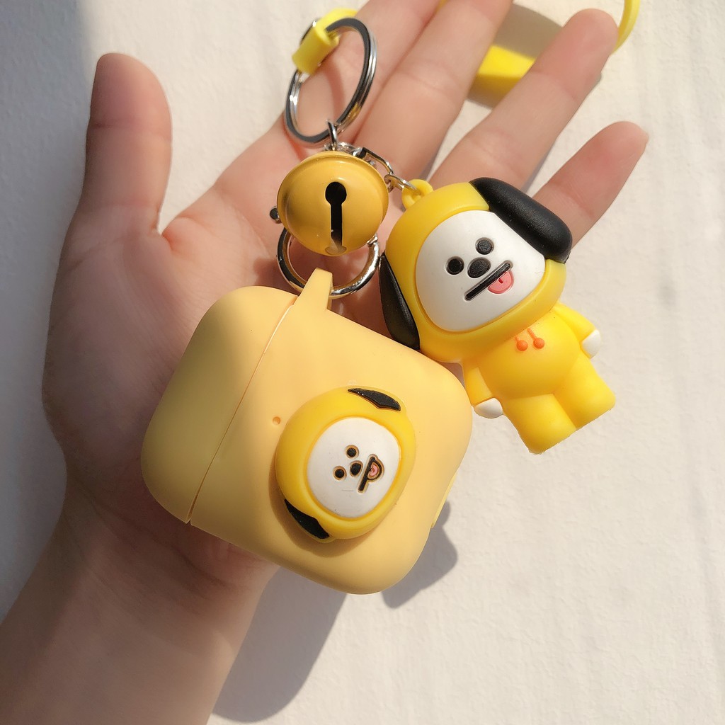 Vỏ bảo vệ hộp sạc tai nghe bluetooth không dây Airpods pro bằng silicon kèm móc khóa trang trí hình bts-613 21 dễ thương